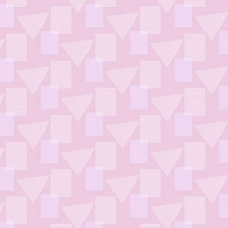 Rectangles with circles inside, rectangles with small squares inside, twisted rectangles on a pink background.3dの写真素材