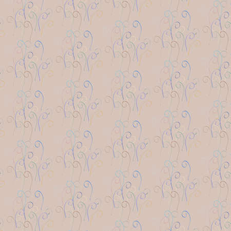 Beige background with colored thin curls for textiles, websites, invitations, postcards.3d.
