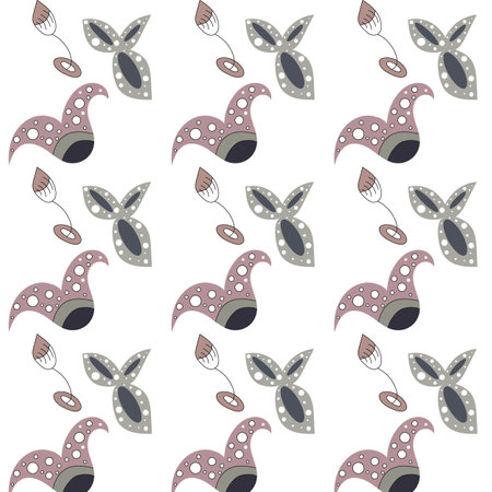 Pattern of unusual elements of a fairy-tale plant.3d.のイラスト素材