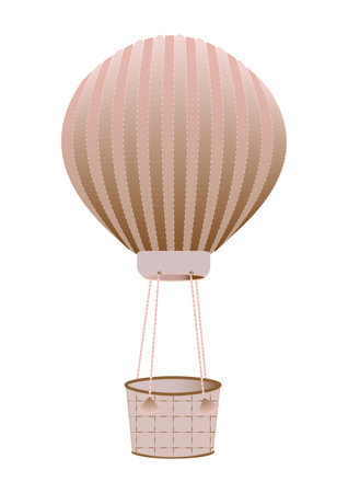 Abstract stylized balloon. basket, pinkish color on a white background.For stickers, presentations, events, travel agencies, advertising.のイラスト素材