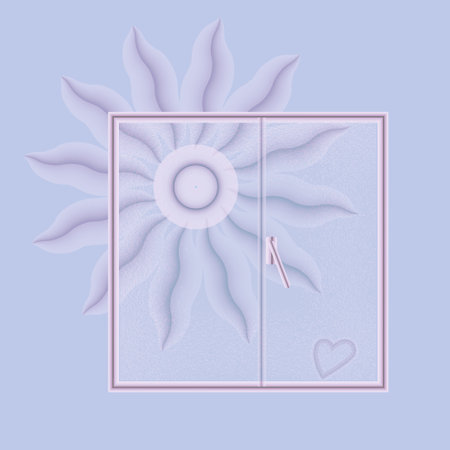 Abstract image of a window and a painted heart.3d.の写真素材