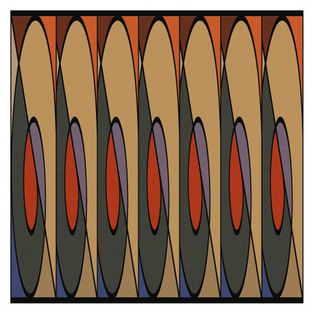 Vertically arranged ovals with shapes of beige, blue, orange, gray tones with texture. Abstract background for presentations, websites.3dの写真素材
