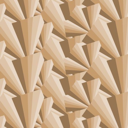 Beige, brown triangles in an abstract background.の写真素材