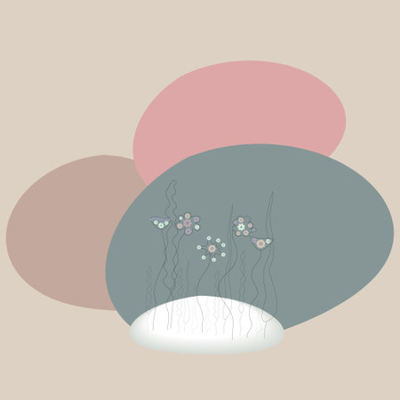 Fantasy flowers on stylized colored stones.の写真素材