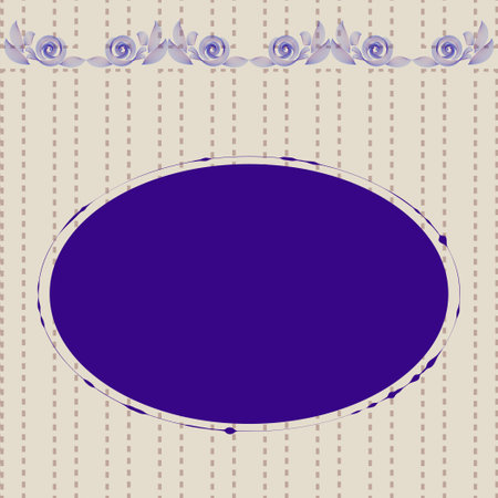 Retro style frame. Purple oval on a beige background.の写真素材