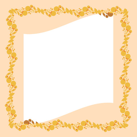 Decorative floral ornament on a yellow frame.のイラスト素材