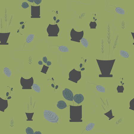 Seamless pattern of planters and house plants for textiles, websites, presentations.のイラスト素材