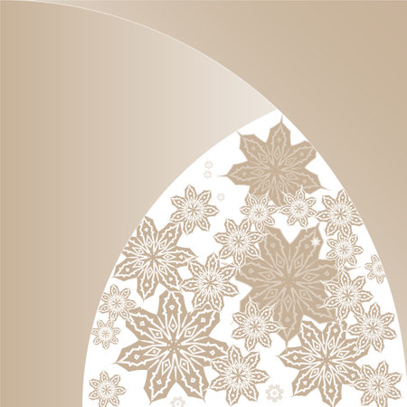 Abstract beige flowers on a white background surrounded by arcuate shapes.の写真素材
