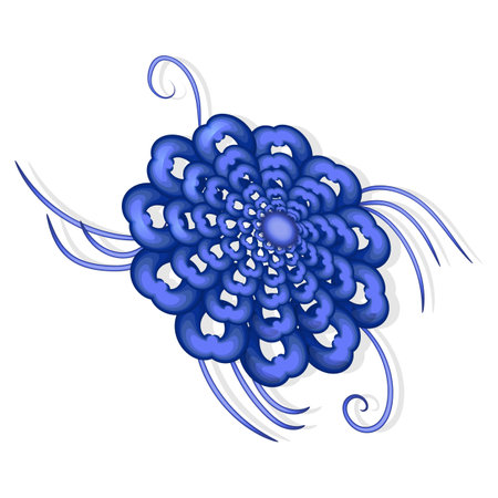 Blue fancy shape, resembling a flower, for decorative purposes.のイラスト素材