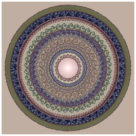 Round panel on a beige background. Decorative elements of blue, green, pink tones.の写真素材