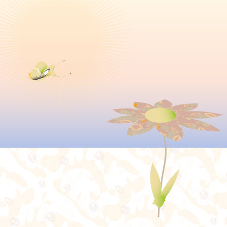 A cheerful butterfly and an unusual flower.の写真素材