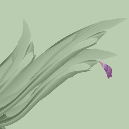 A lonely flower of an unusual plant on a greenish background.の写真素材