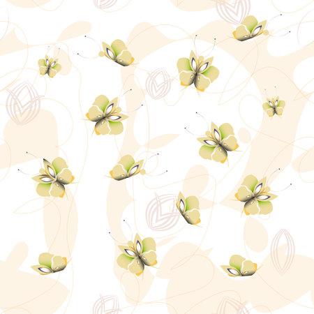 Flying fantasy butterflies of delicate tones.の写真素材