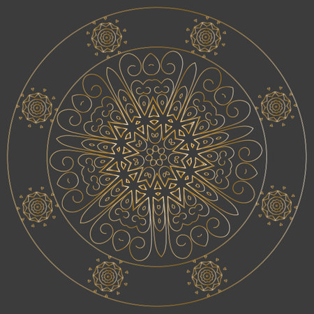 Openwork elements, arranged in a circle, make up an abstract decorative form.のイラスト素材
