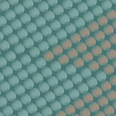 Round figures, arranged in rows, pink and greenish-blue tones.の写真素材