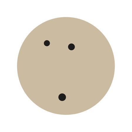 Beige circle with black eyes and mouth in minimalist style.のイラスト素材