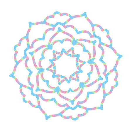 The gradient pink-blue line creates an openwork pattern reminiscent of a mandala.のイラスト素材