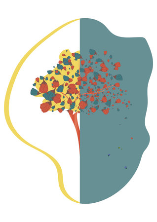 Vector image on the theme of ecology in the form of a tree with flowers.のイラスト素材