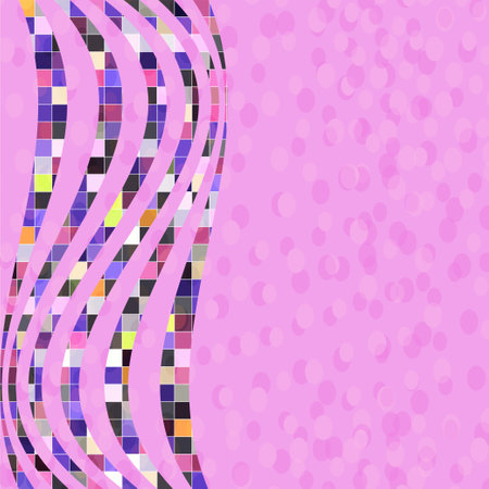 Abstract pink background with bright colored squares.の写真素材