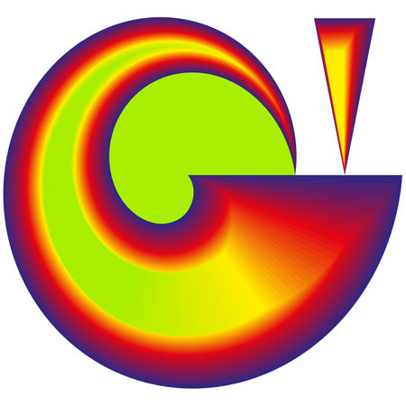 Vector abstract color swirl shape. Blue-red-yellow neon gradient.のイラスト素材