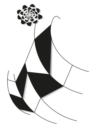 Abstract drawing with thin lines and a flower.のイラスト素材