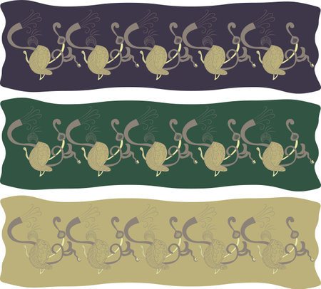 A pattern of hand-drawn, strange mysterious mystical elements, reminiscent of ancient Russian painting, for prints, websites, presentations.のイラスト素材