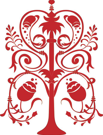 Stylized vector flowers with leaves, reminiscent of Old Russian painting, for printing on clothes, textiles, websites, presentations.のイラスト素材