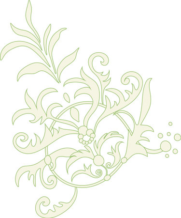 An ornate green pattern with stylized vector leaves.のイラスト素材