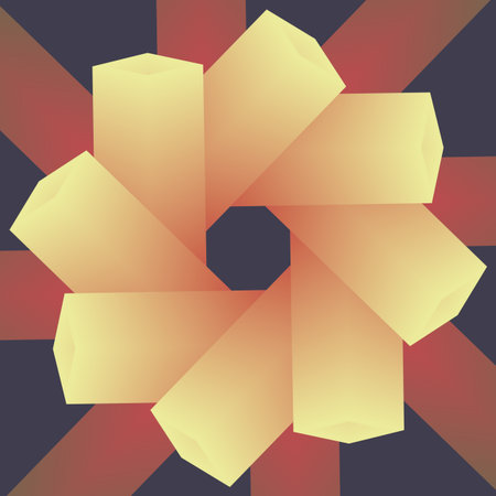 Geometric shapes with a yellow gradient are arranged in a circle.の写真素材