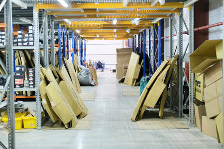 A warehouse with car spare parts. Storage, sale of auto parts, warehouse.