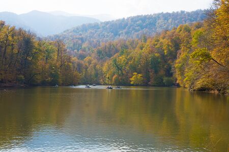 autumn sunny landscape in armeniaの写真素材