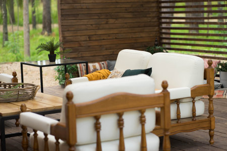 outdoor terrace with light furniture