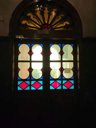 colored glass mosaic on the windowの写真素材