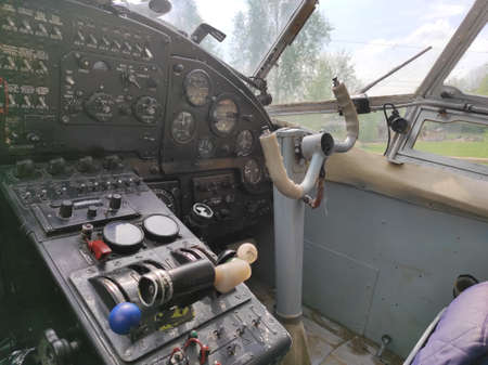 inside the cockpit of a large cargo plane