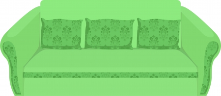 illustration of green sofaのイラスト素材