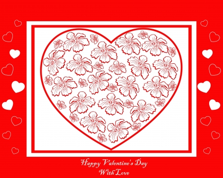red card with red heart with flowersのイラスト素材