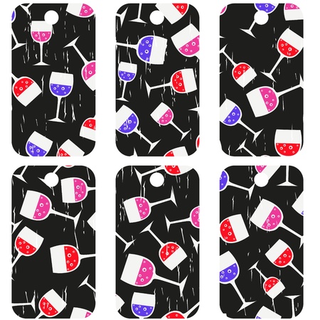 tags with wineglassesのイラスト素材