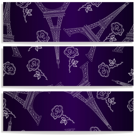 vector banners with eiffel towerのイラスト素材