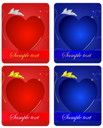 vector set of cards with heartsのイラスト素材