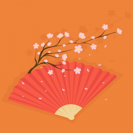 fan with cherry blossomsのイラスト素材
