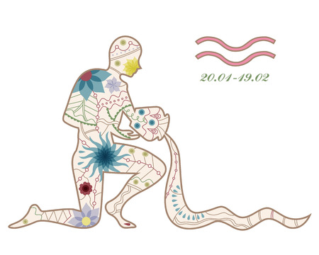 Aquarius vintageのイラスト素材