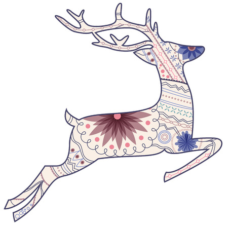 Jumping vintage deerのイラスト素材