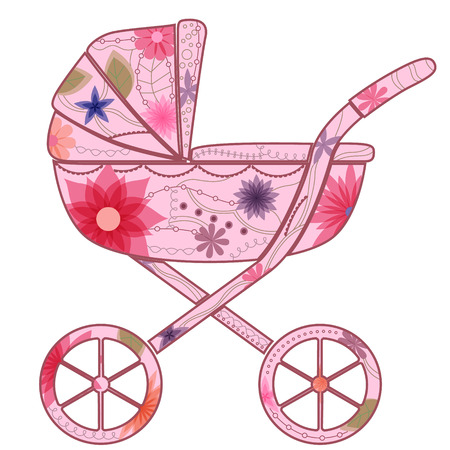 Baby carriage for girlのイラスト素材