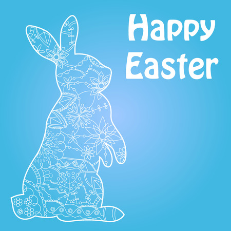 Happy Easter rabbit in blueのイラスト素材