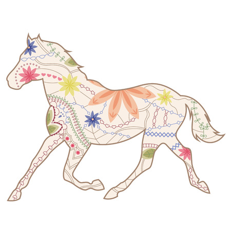 Vintage horse runs trotのイラスト素材