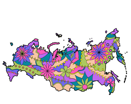 Painted map of Russiaのイラスト素材