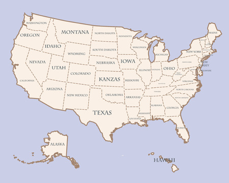 USA map with states namesのイラスト素材