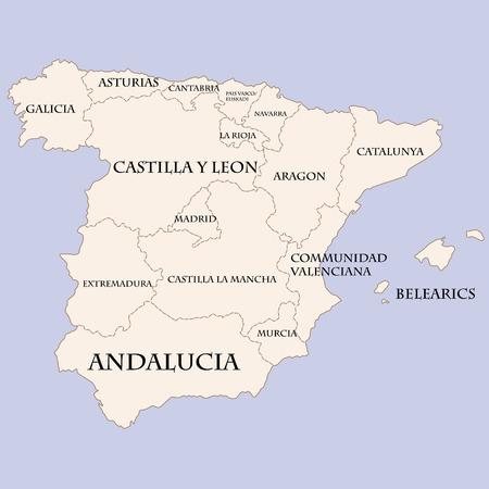 Spain map with regions namesのイラスト素材