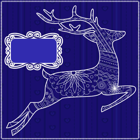 Vector blue background with deerのイラスト素材