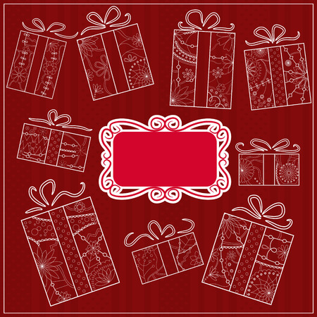 background with painted gifts and bannerのイラスト素材
